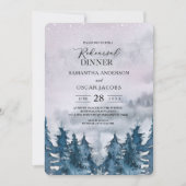 Moderne Waterverf Forest Blue Invitation Kaart (Voorkant)