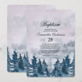 Moderne Waterverf Forest Blue Invitation Kaart (Voorkant / Achterkant)