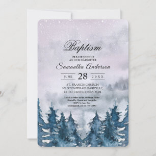 Moderne Waterverf Forest Blue Invitation Kaart