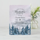 Moderne Waterverf Forest Blue Invitation Kaart (Staand voorkant)