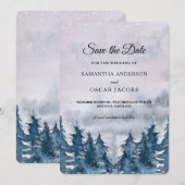 Moderne Waterverf Forest Blue Save the dat Date (Voorkant / Achterkant)