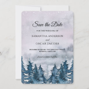 Moderne Waterverf Forest Blue Save the dat Date