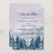Moderne Waterverf Forest Blue Save the dat Save The Date (Voorkant / Achterkant)