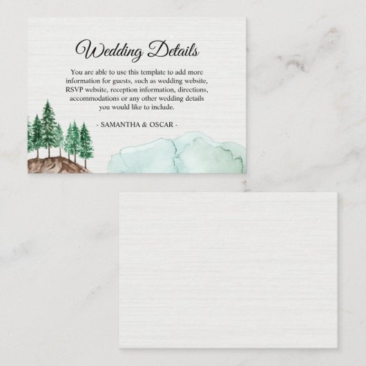 Moderne Waterverf Forest Green Natuur Enclo Informatiekaartje (Voorkant / Achterkant)