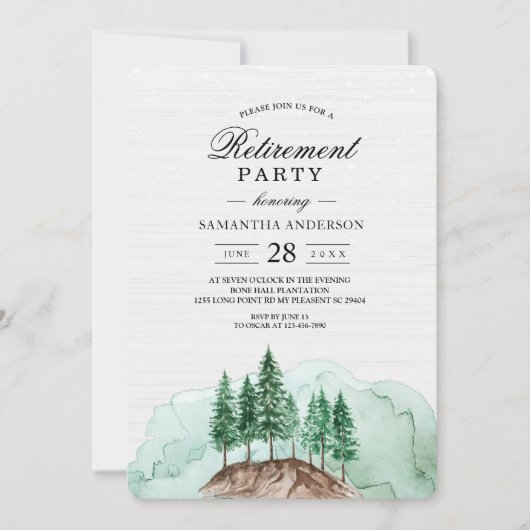 Moderne Waterverf Forest Green Natuur Invit Kaart (Voorkant)