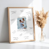 Moderne waterverf foto bruiloft gast handtekening poster
