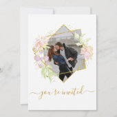 Moderne Waterverf foto bruiloft Kaart (Voorkant)