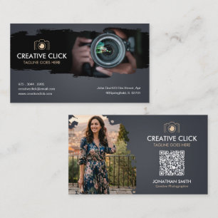 Moderne Waterverf Fotograaf QR Code Zakelijke Kaar Visitekaartje