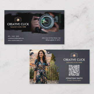 Moderne Waterverf Fotograaf QR Code Zakelijke Kaar Visitekaartje