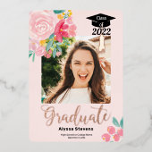 Moderne waterverf foto's afstuderen folie uitnodiging (Voorkant)