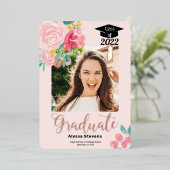 Moderne waterverf foto's afstuderen folie uitnodiging (Staand Voorkant)