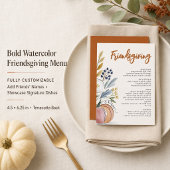 Moderne Waterverf Friendsgiving Potluckdiner Menu