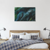 Moderne Waterverf Galaxy Hand Painted Blue Canvas Afdruk (Insitu (Slaapkamer))