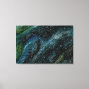 Moderne Waterverf Galaxy Hand Painted Blue Canvas Afdruk