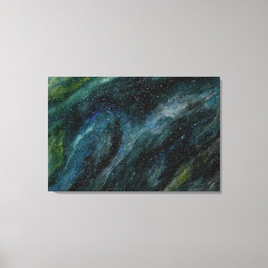 Moderne Waterverf Galaxy Hand Painted Blue Canvas Afdruk (Voorkant)