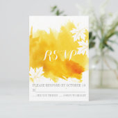 Moderne waterverf geel bruiloft RSVP antwoord (Staand voorkant)