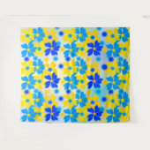 Moderne Waterverf Geel en Blauwe Bloemen Bosbouw Wandkleed (Voorkant (horizontaal))