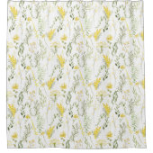 Moderne Waterverf Geel Groene Meadow Wildbloemen Douchegordijn (Voorkant)