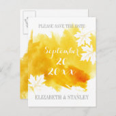 Moderne waterverf gele bruiloft Sla datum op Aankondigingskaart (Voorkant / Achterkant)