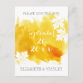 Moderne waterverf gele bruiloft Sla datum op Aankondigingskaart (Voorkant)