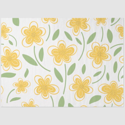 Moderne Waterverf Gele Floral Botanische Bloemen Tissuepapier (Voorkant)