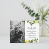 Moderne Waterverf gele leemten en leder Aankondigingskaart (Staand voorkant)