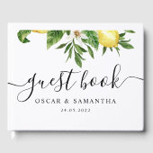 Moderne Waterverf gele leemten en leder Gastenboek (Voorkant)