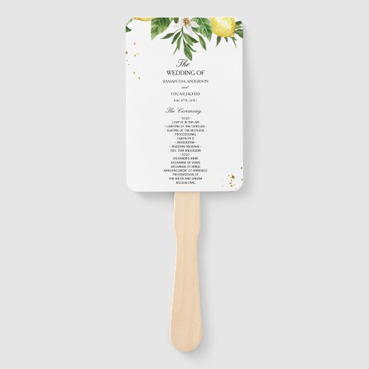 Moderne Waterverf gele leemten en leder Handwaaier (Voorkant)