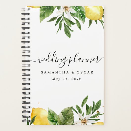 Moderne Waterverf gele leemten en leder Planner (Voorkant)