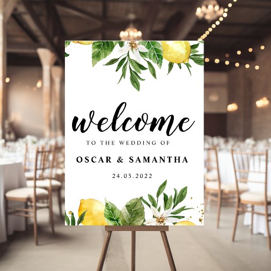 Moderne Waterverf gele leemten en leder Poster