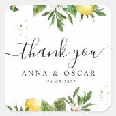 Moderne Waterverf gele leemten en leder Vierkante Sticker (Voorkant)