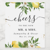 Moderne Waterverf gele leemten en leder Wijn Etiket (Enkel label)