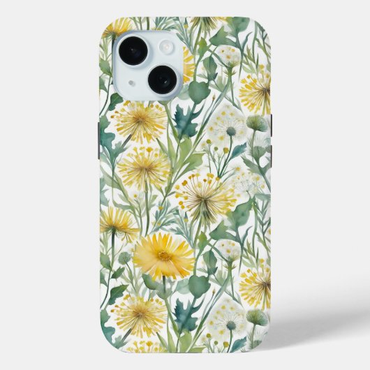 Moderne Waterverf gele paardenbloemen bloemenpatro Case-Mate iPhone Case (Achterkant)