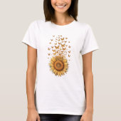 Moderne Waterverf Gele Zonnebloem Vlinder T-shirt (Voorkant)