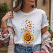 Moderne Waterverf Gele Zonnebloem Vlinder T-shirt