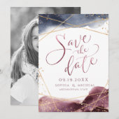 Moderne Waterverf Geometrische kalligrafie Save The Date (Voorkant / Achterkant)