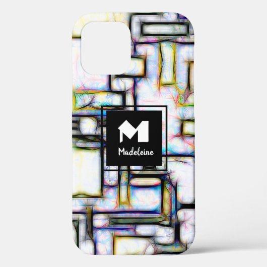 Moderne Waterverf Geometrische legant monogram Case-Mate iPhone Case (Achterkant)