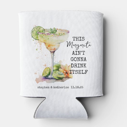 Moderne Waterverf gepersonaliseerde Margarita brui Blikjeskoeler (Achterkant)