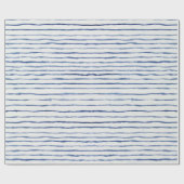 Moderne Waterverf Gestreept Patroon Blauw en Wit Cadeaupapier (Vlak)