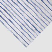 Moderne Waterverf Gestreept Patroon Blauw en Wit Tissuepapier (Detail)