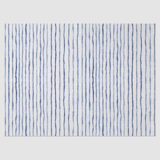 Moderne Waterverf Gestreept Patroon Blauw en Wit Tissuepapier (Voorkant)