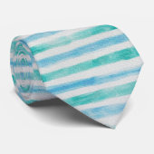 Moderne waterverf gestreepte kustblauw stropdas (Opgerold)