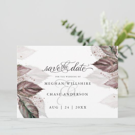 Moderne Waterverf Glitter Foliage BarefootBride™ (Staand voorkant)