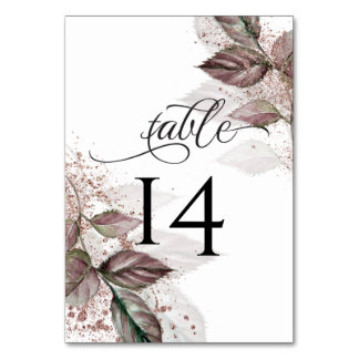 Moderne Waterverf Glitter Foliage BarefootBride™ Kaart