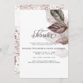 Moderne Waterverf Glitter Foliage BarefootBride™ Kaart (Voorkant / Achterkant)