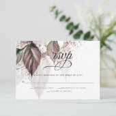 Moderne Waterverf Glitter Foliage BarefootBride™ RSVP Kaartje (Staand voorkant)