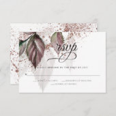 Moderne Waterverf Glitter Foliage BarefootBride™ RSVP Kaartje (Voorkant / Achterkant)