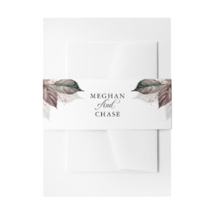 Moderne Waterverf Glitter Foliage BarefootBride™ Uitnodigingen Wikkel