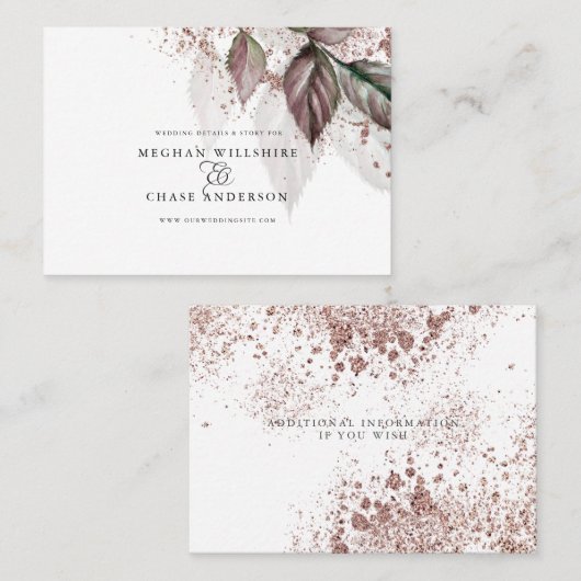 Moderne Waterverf Glitter Foliage BarefootBride™ Visitekaartje (Voorkant / Achterkant)