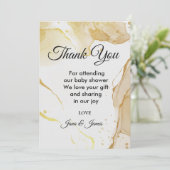 Moderne Waterverf Gold bedankt voor uw uitnodiging (Staand voorkant)